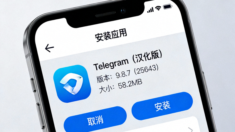 安卓手机屏幕显示安装汉化版Telegram APK的确认界面截图