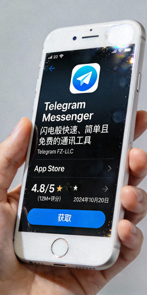 iPhone屏幕上显示App Store中Telegram官方应用的详情页面