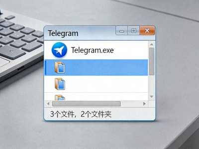 Telegram便携版解压后的文件夹内容截图，显示可执行文件