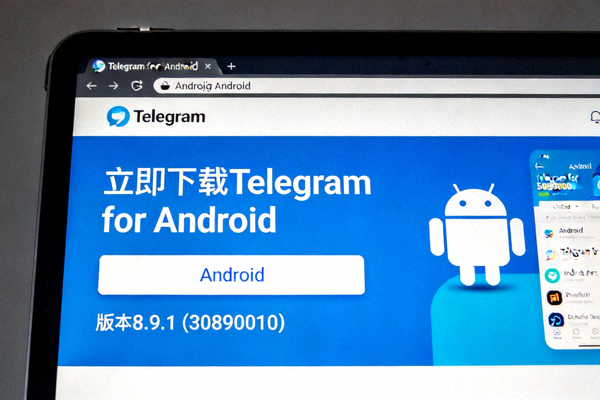 Telegram官方网站安卓下载页面截图，显示下载按钮和版本信息