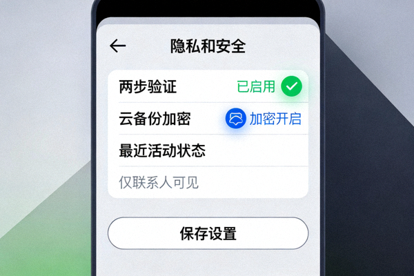 Telegram隐私设置界面示范图：高亮显示关键安全选项的正确配置状态