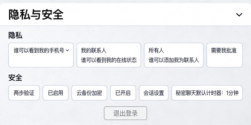 Telegram隐私与安全设置界面详细截图