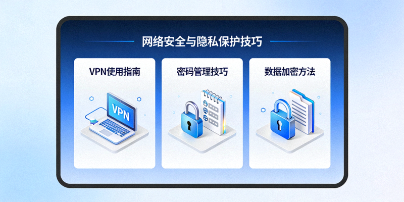 网络安全与隐私保护技巧频道截图，展示VPN、密码管理、数据加密等内容